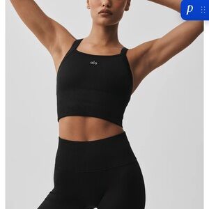 ALO Yoga Women's Seamless Ribbed Favorite Bra Tank Size Small Black